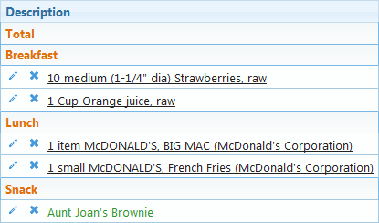 Sample Food Log